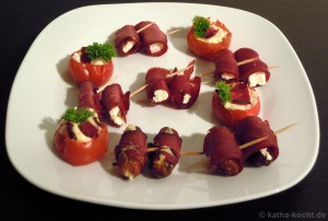 Vorspeisenplatte mit Straußenschinken