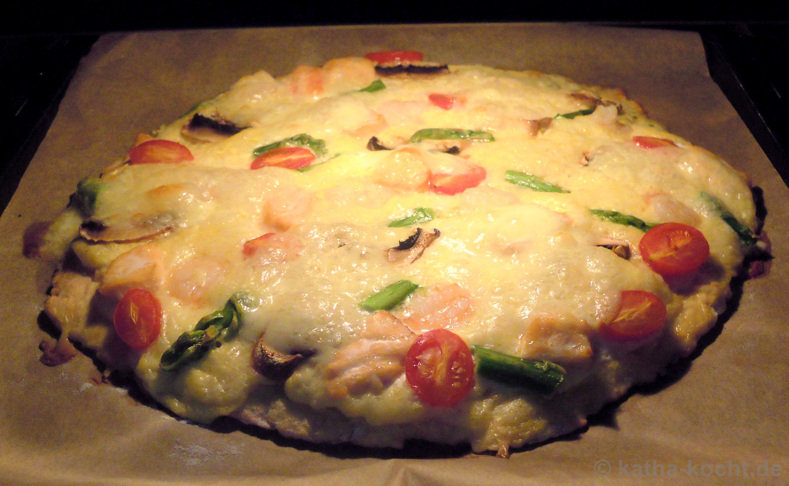 Lachs Pizza Mit Garnelen Und Sauce Hollandaise Katha Kocht