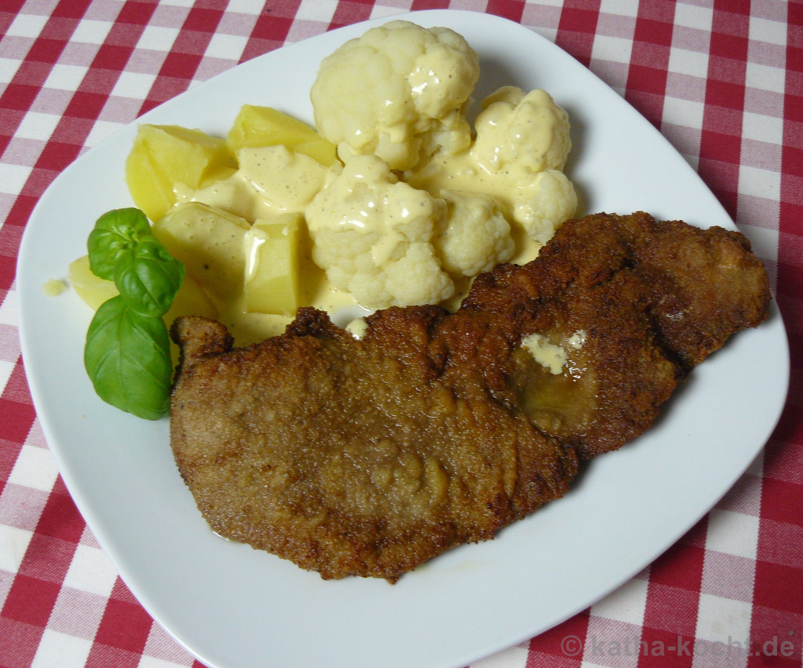 Kalbsschnitzel Mit Blumenkohl Und Sauce Hollandaise Katha Kocht