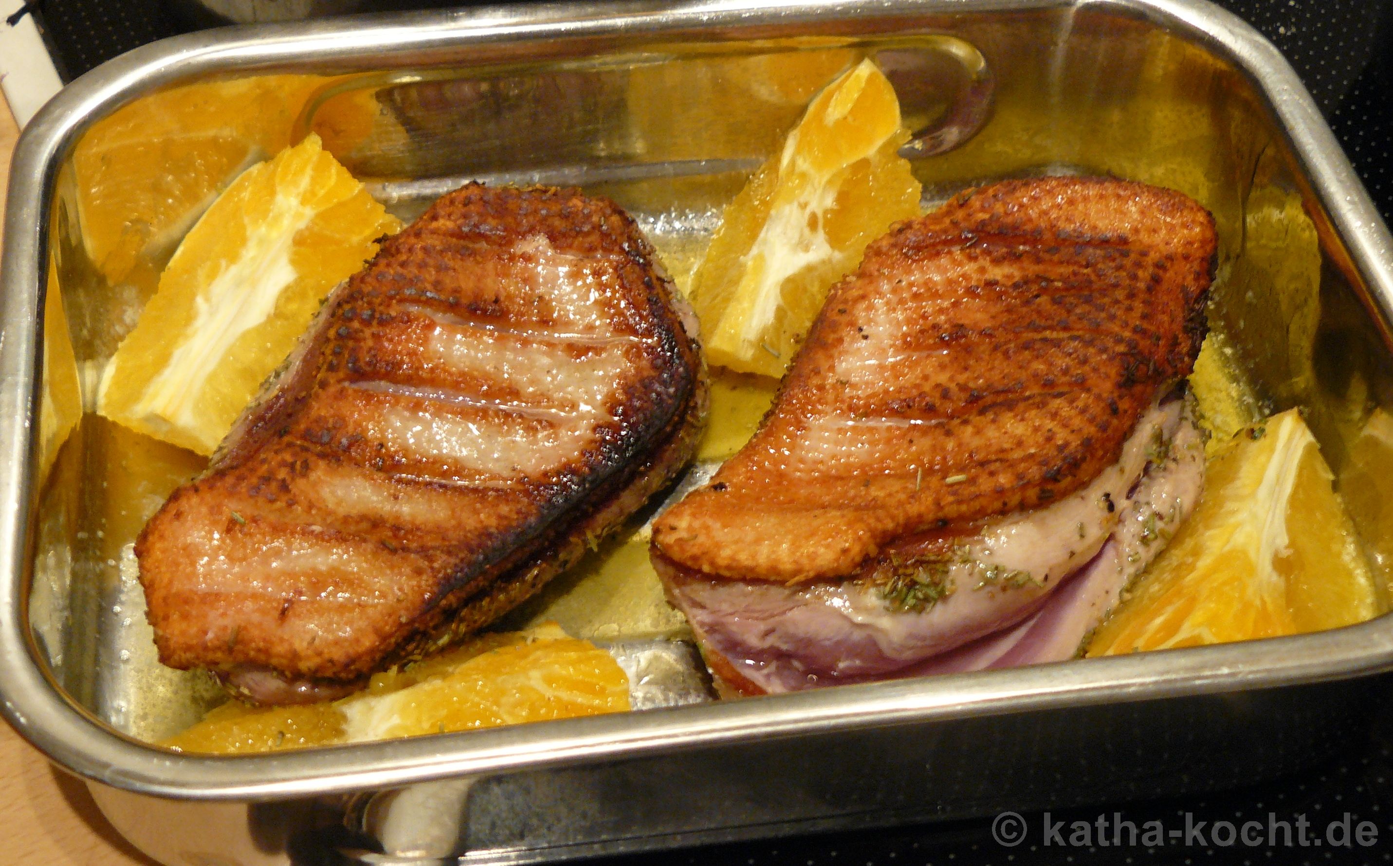 Entenbrust in Orangensauce mit Rotkohl und Klößen - Katha-kocht!