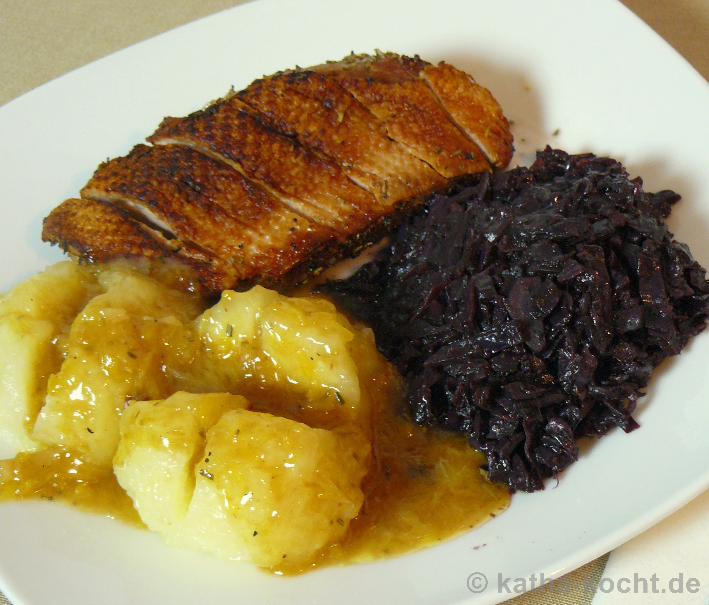 Entenbrust In Orangensauce Mit Rotkohl Und Kl En Katha Kocht