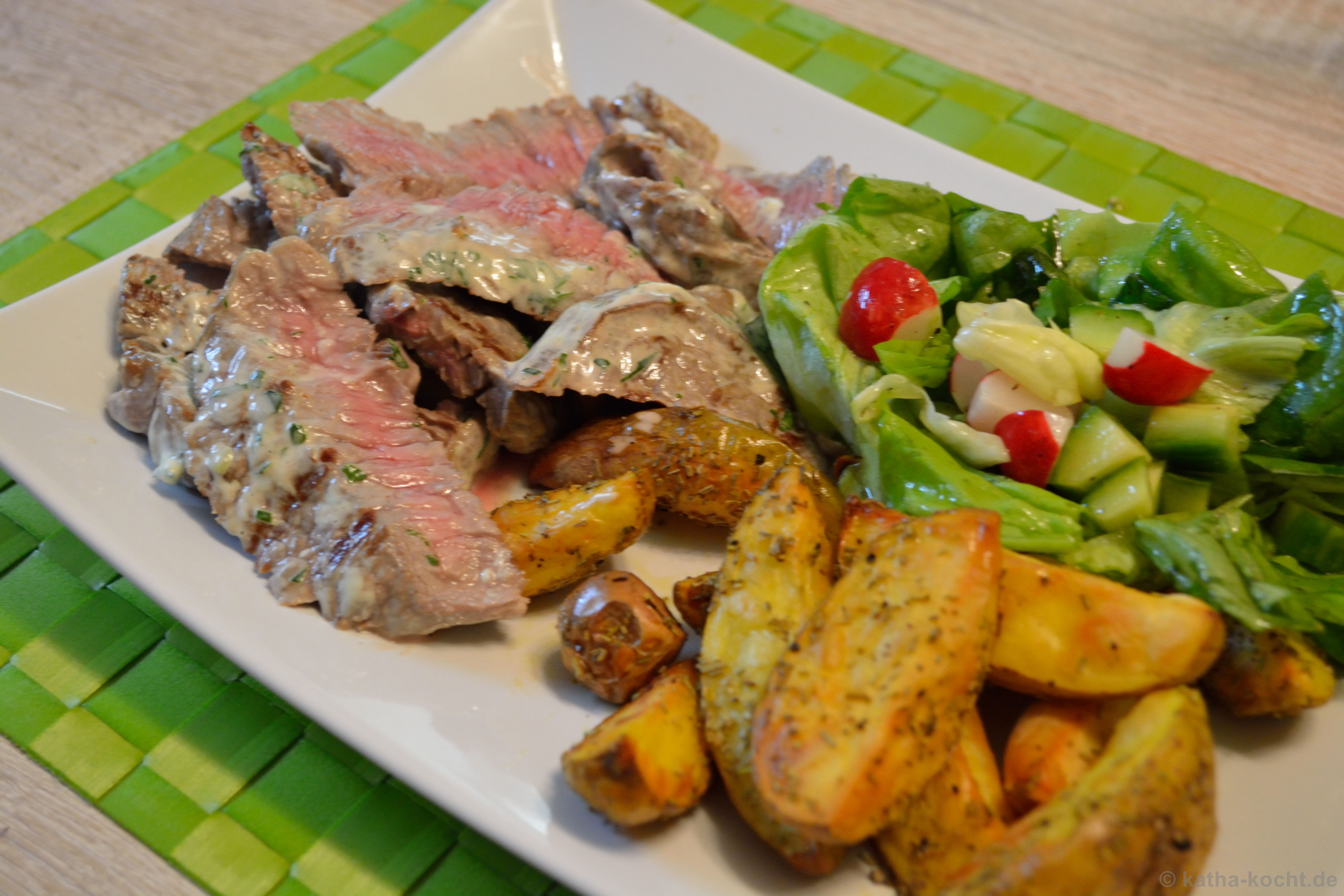 Steak mit Mayo-Kräuter Marinade - Katha-kocht!
