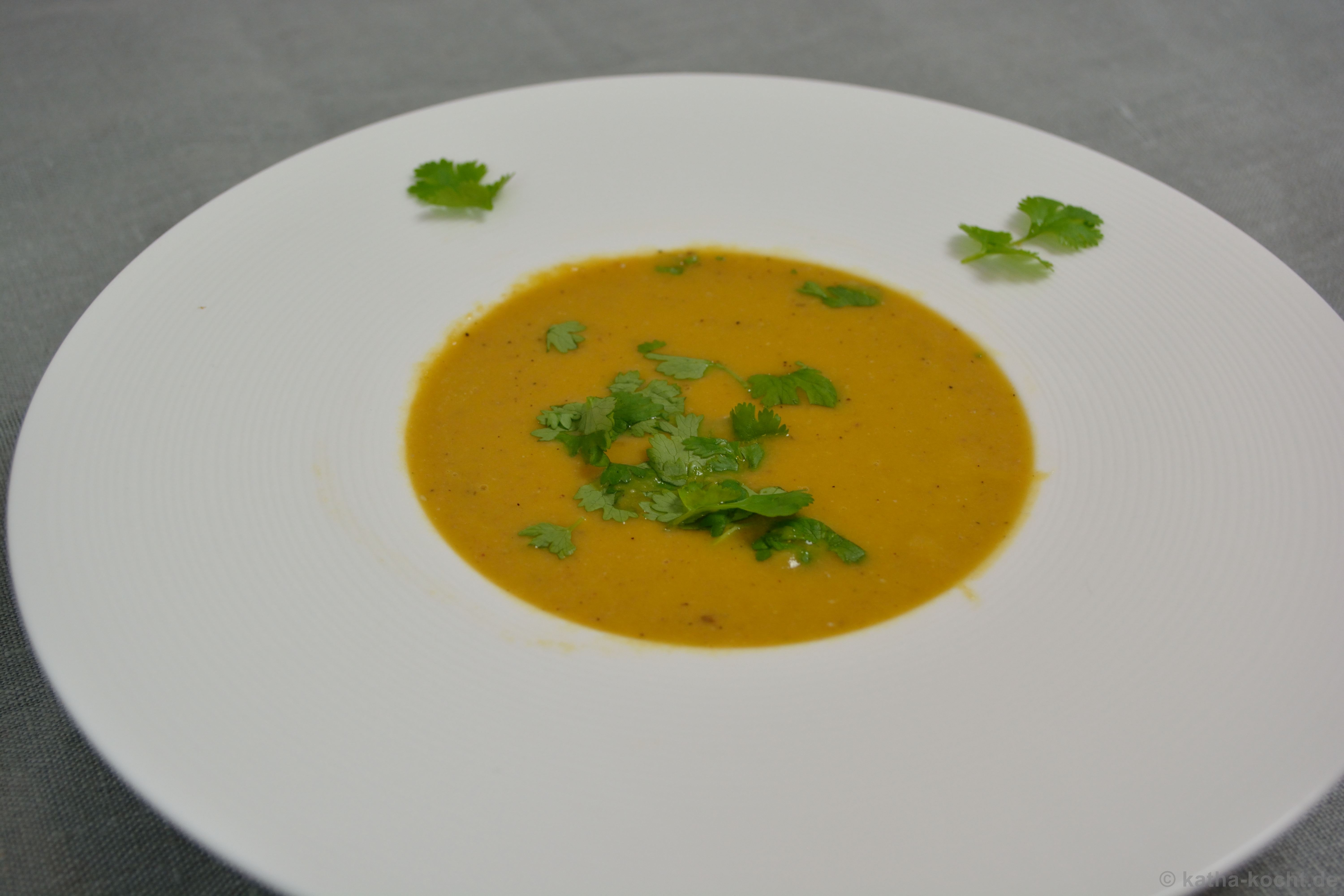 Scharfe Indische Karotten Linsen Suppe Katha Kocht