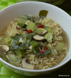 Asia-Nudeltopf im Gänsefond