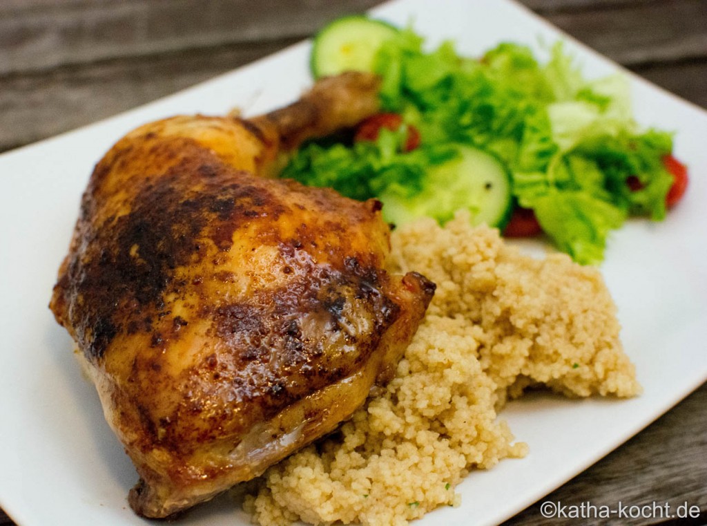 Hähnchenkeulen auf Orangen mit Ahornsirup - Katha-kocht!