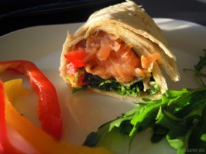 Räucherlachs Wrap mit Senf-Dill Dressing