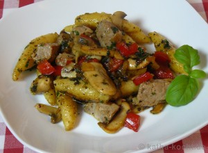 Schupfnudelpfanne mit Schweinefilet und Paprika