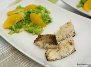 gebratener Zander mit Rosenkohl-Orangen Salat