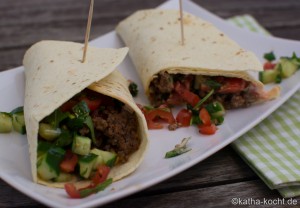 Pikante Wraps mit Hackfleisch
