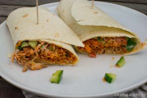 Pulled Pork Wrap mit asiatischer Füllung
