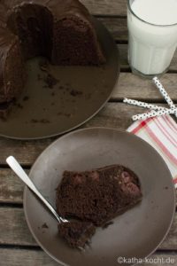 Schokoladen Gugelhupf mit Kirschen