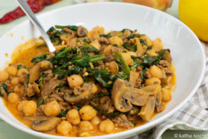 Kichererbsencurry mit Hackfleisch und Spinat